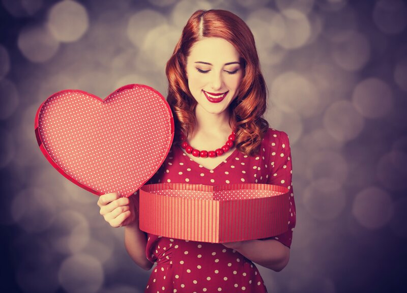 Woman Holding Heart Box