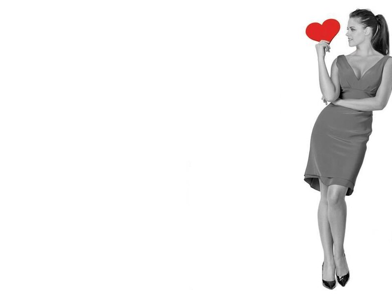 Woman Holding Heart — Gray