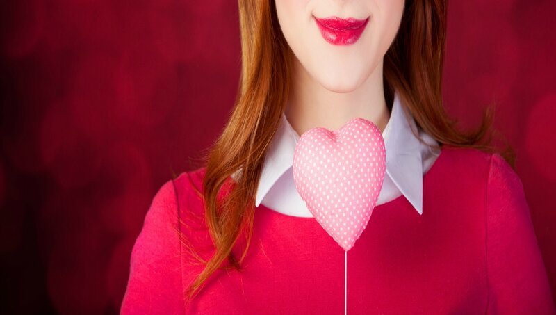 Woman Holding Heart — Red, Romantic