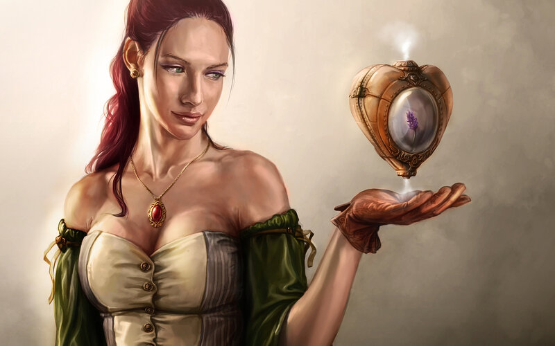 Woman Holding Heart-shaped Object — Green