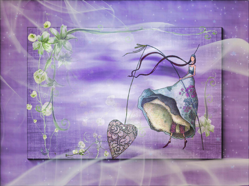 Woman Holding Heart-shaped Object — Purple