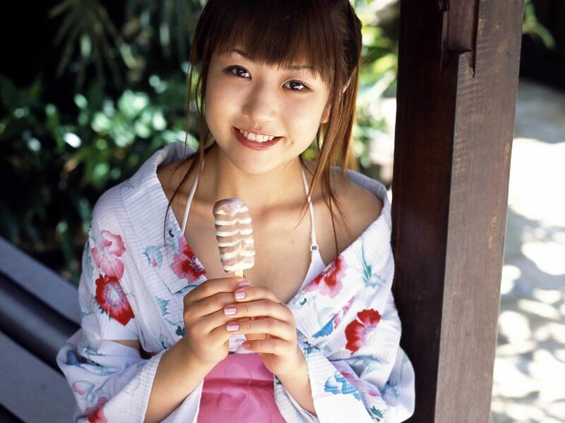 Woman holding ice cream