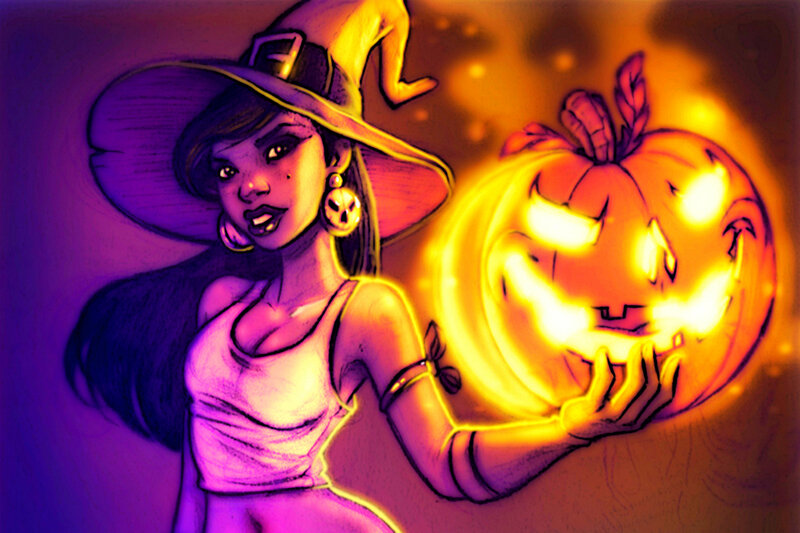 Woman Holding Jack-o-lantern