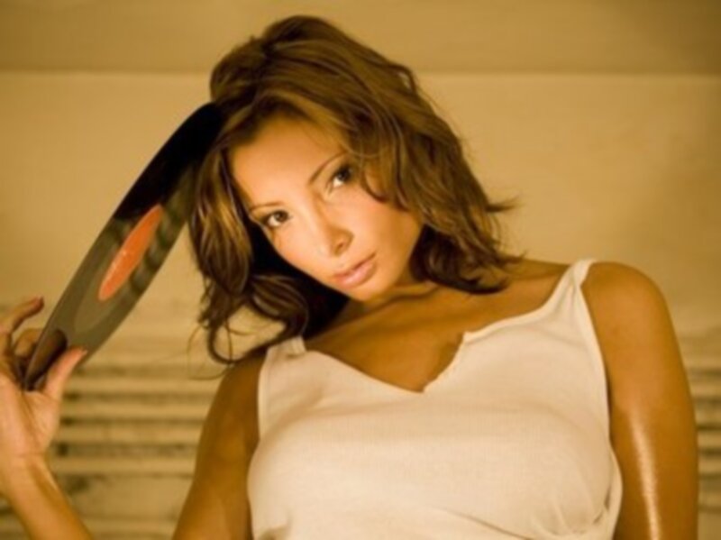 Woman Holding Knife — Brown, Dramatic, Photograph, White Tank Top
