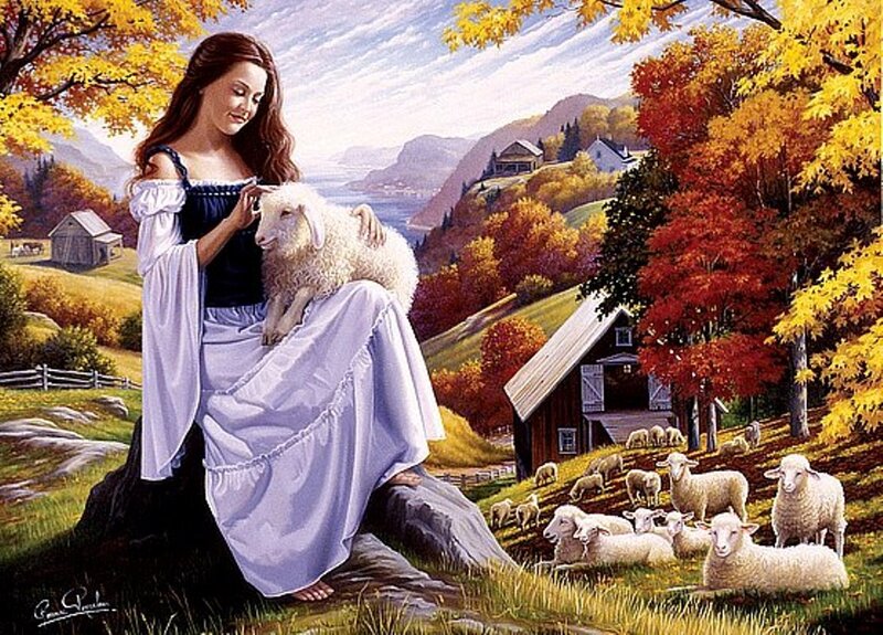 Woman Holding Lamb
