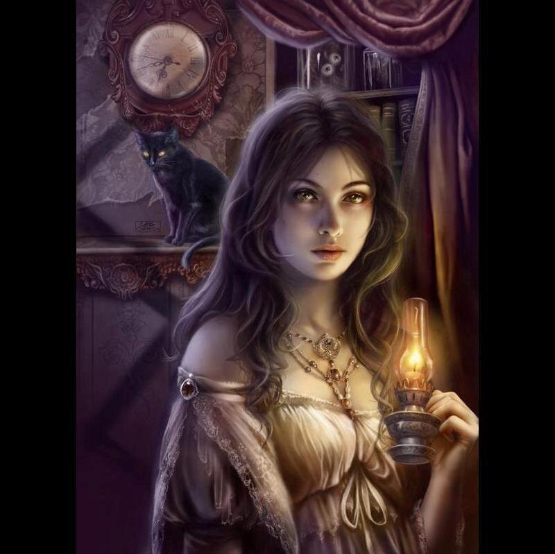 Woman Holding Lamp