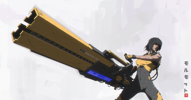 Woman Holding Large Weapon