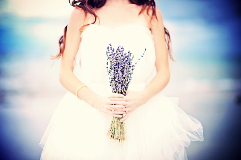 Woman Holding Lavender Bouquet