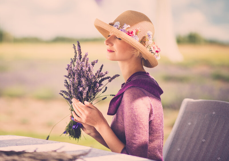 Woman Holding Lavender — Purple, Serene