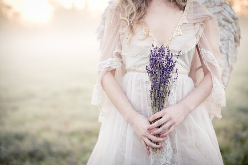 Woman Holding Lavender — Purple