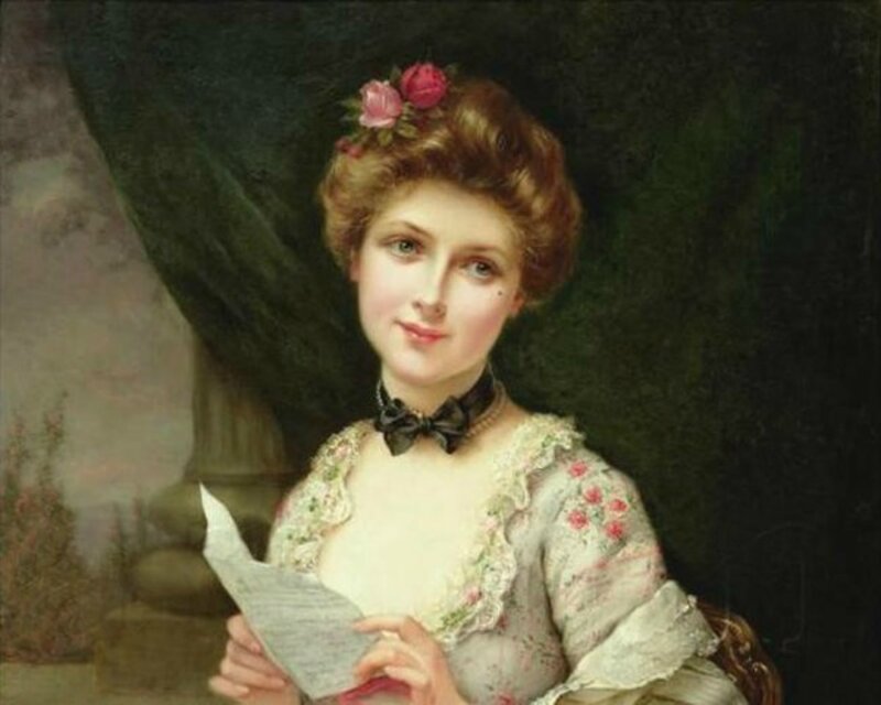 Woman Holding Letter — White