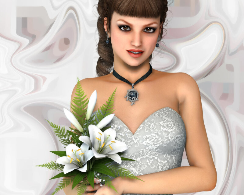 Woman Holding Lilies