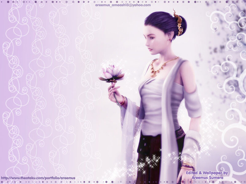 woman holding lotus flower
