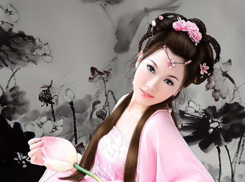 Woman Holding Lotus Flower — Pink