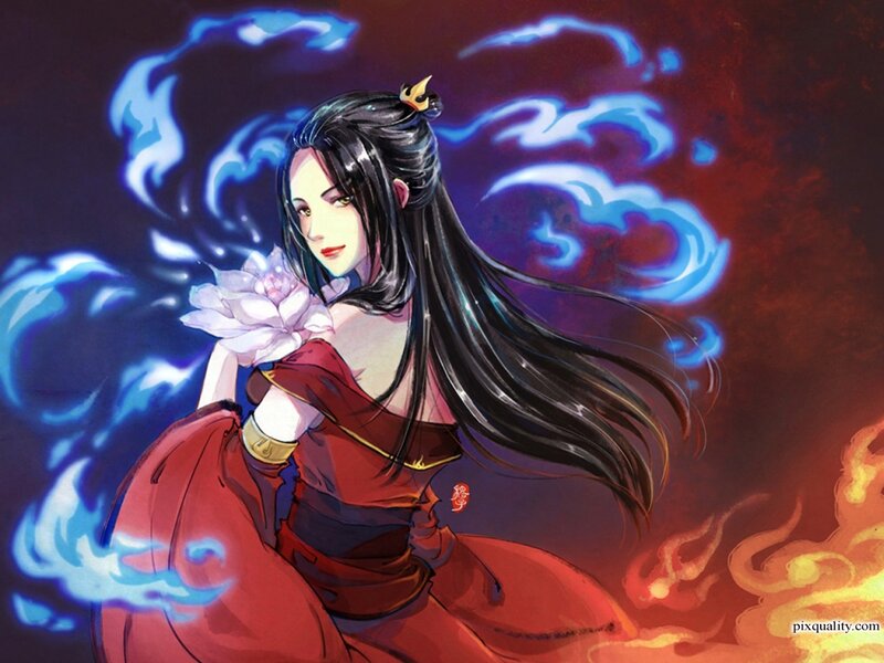 Woman Holding Lotus Flower — Red