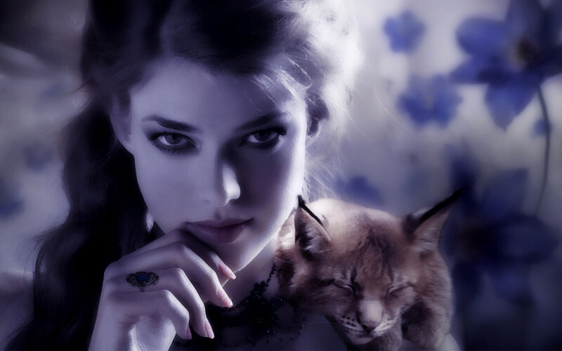 Woman Holding Lynx