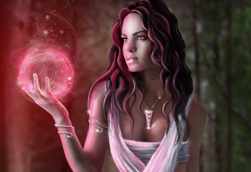 Woman Holding Magic Orb — Pink