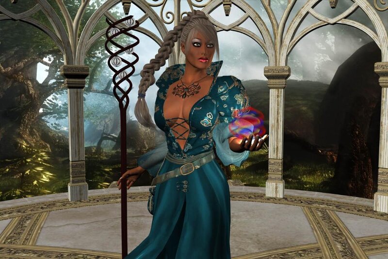 Woman Holding Magic Orb — Teal
