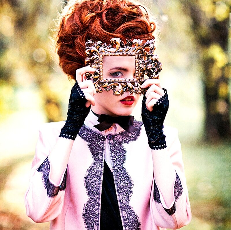 Woman Holding Mask — Pink