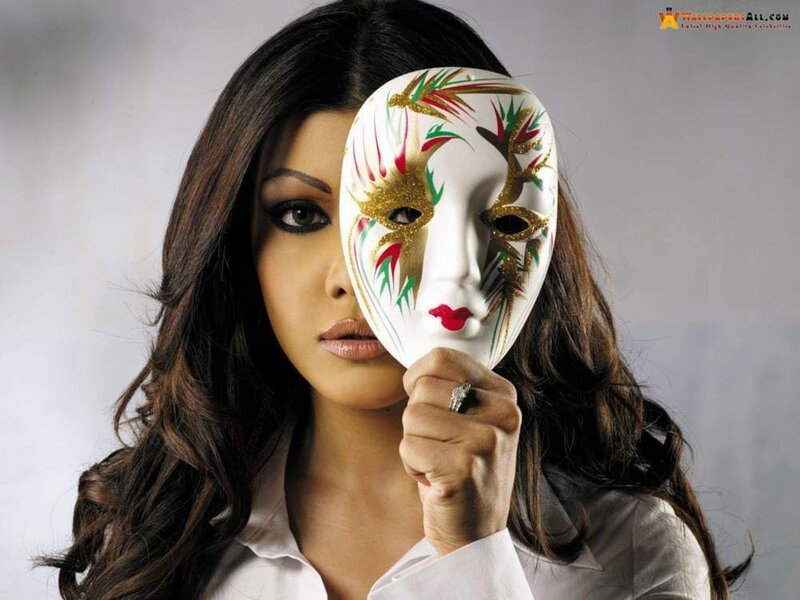 Woman Holding Mask — White, Dramatic