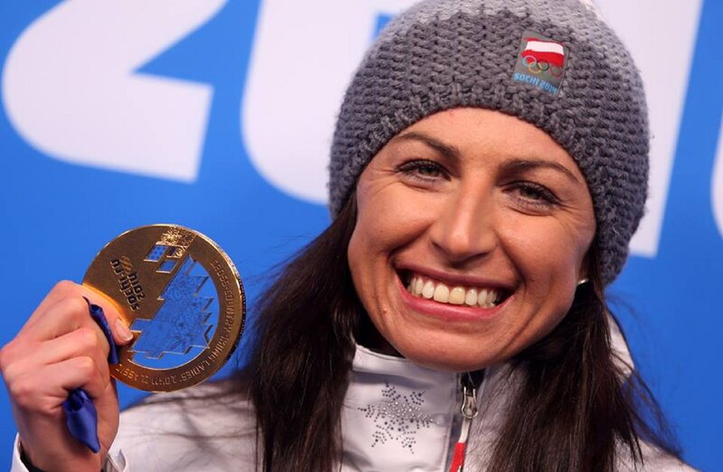 Woman Holding Medal — Blue