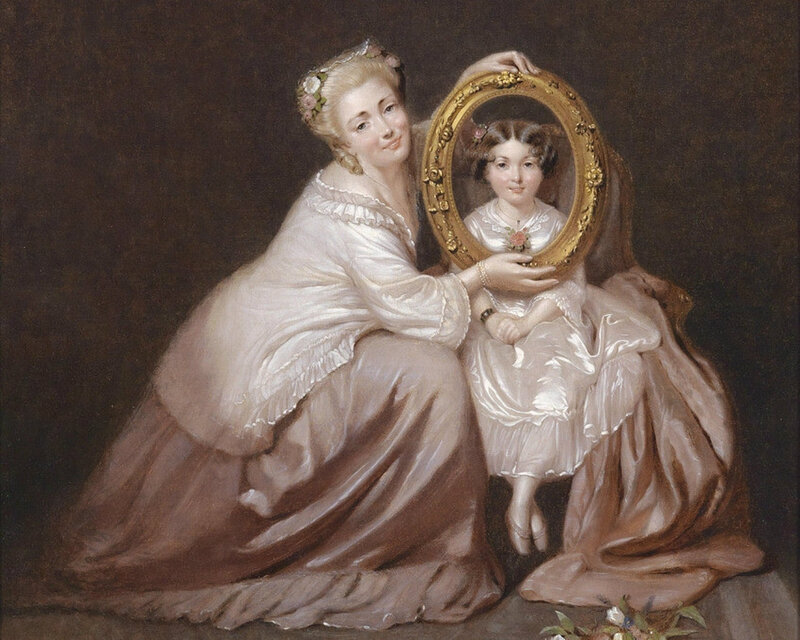 Woman Holding Mirror — Brown, Serene