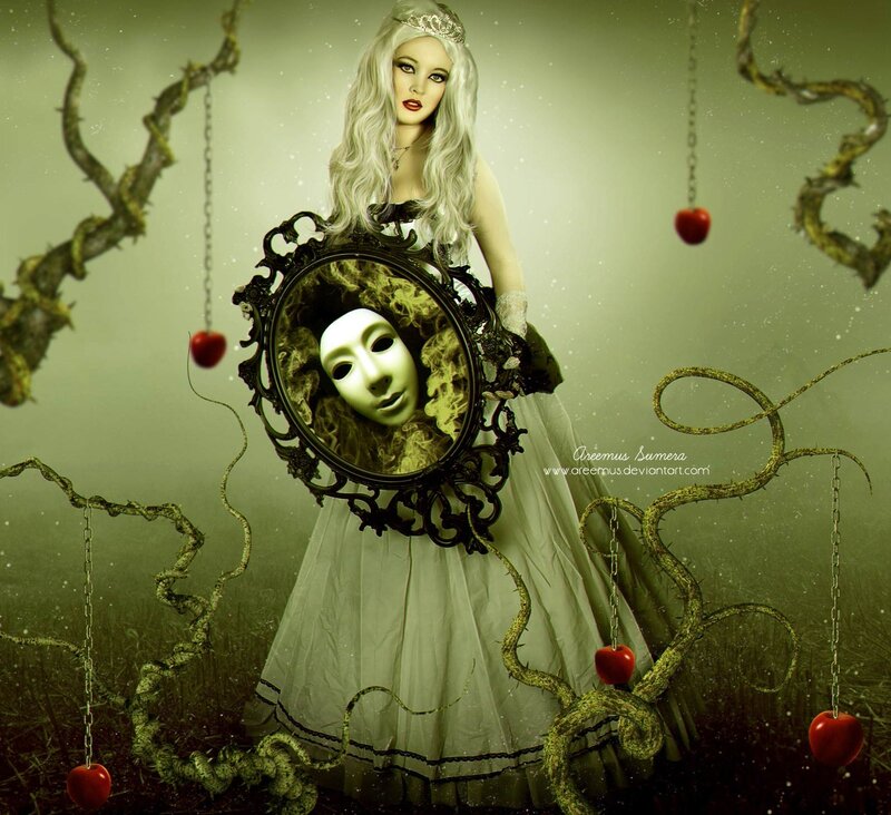 Woman Holding Mirror — Green