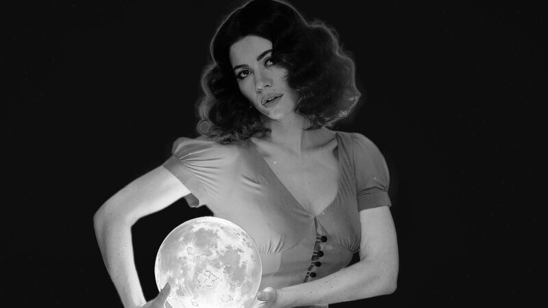 Woman Holding Moon — Black, Dramatic, Night, Photograph