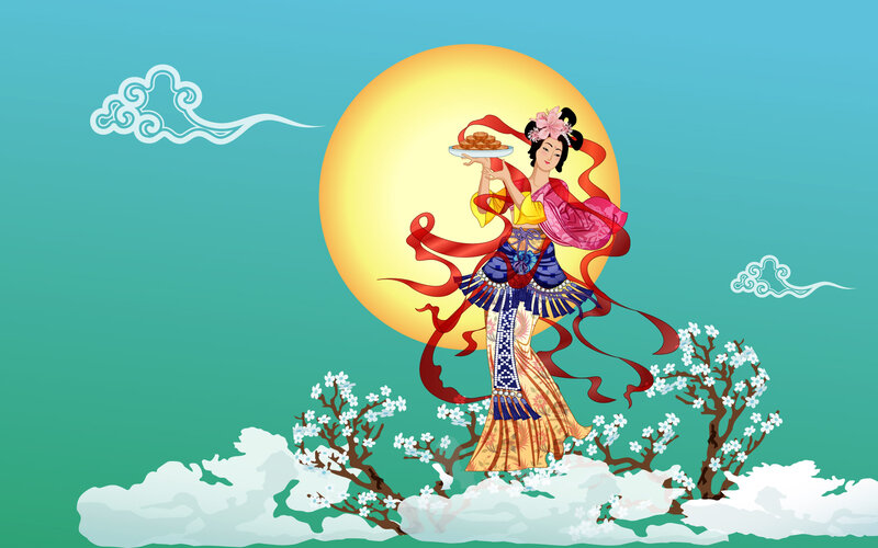 Woman Holding Mooncake