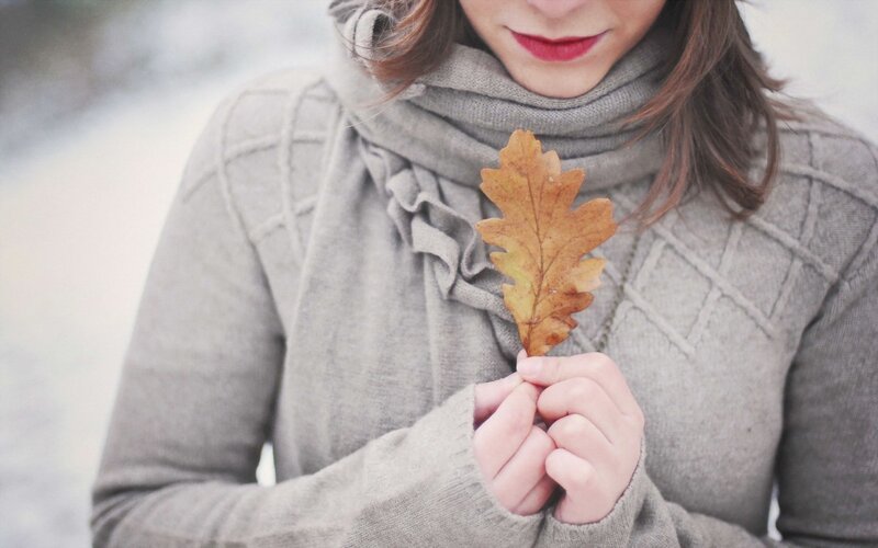 Woman Holding Oak Leaf