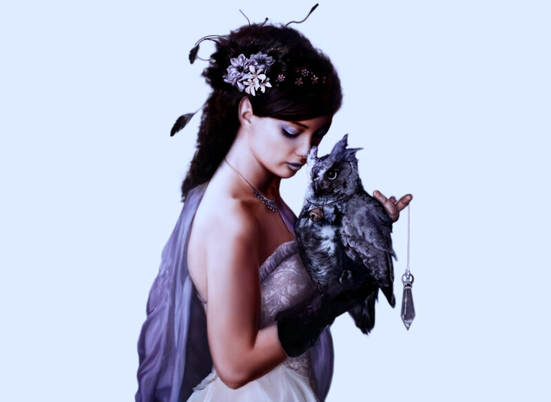 Woman Holding Owl