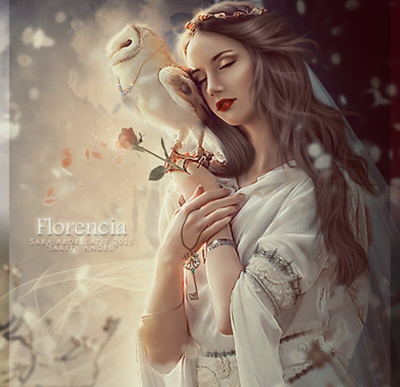 Woman Holding Owl — White, Serene