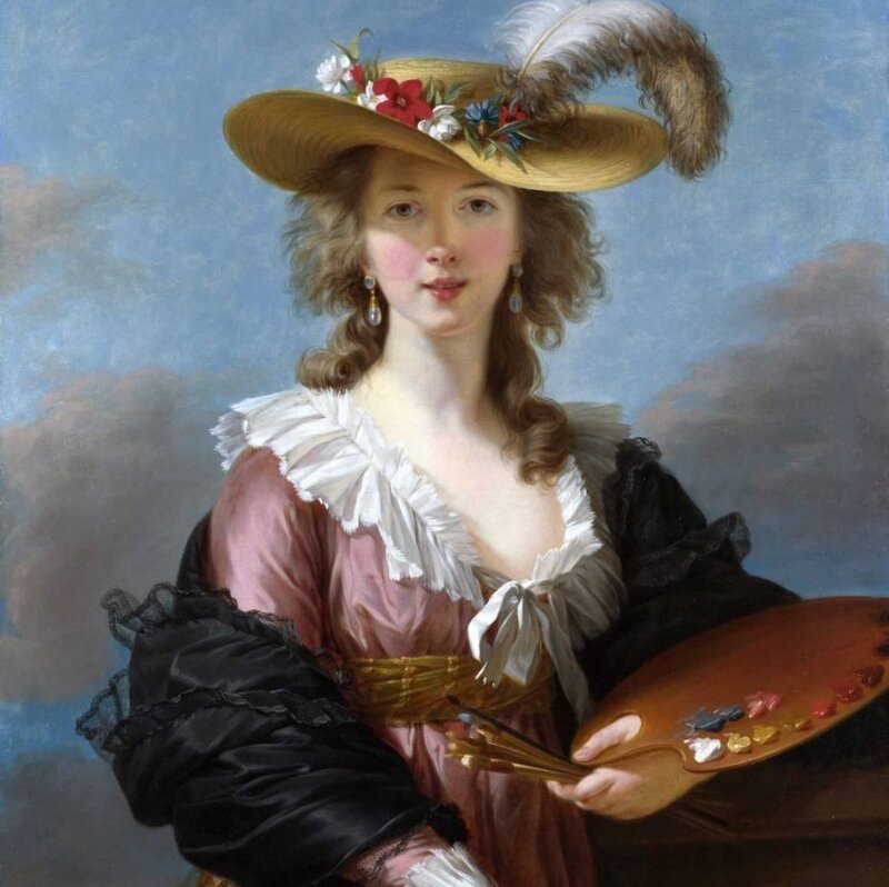 Woman Holding Palette — Blue