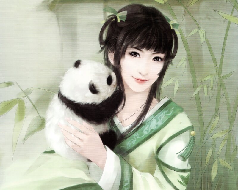 Woman Holding Panda Cub