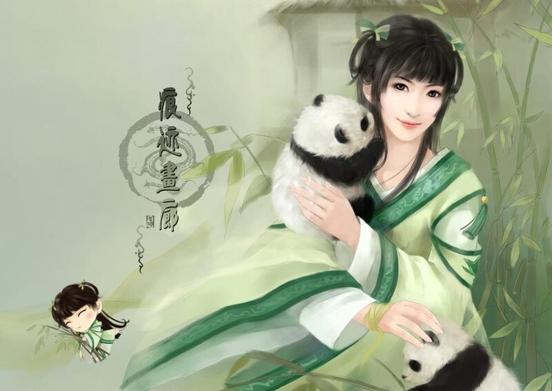 Woman Holding Panda Cubs