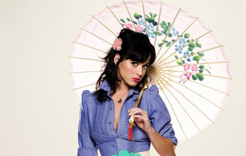 Woman Holding Parasol — Blue, Playful