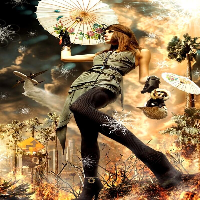 Woman Holding Parasol — Orange