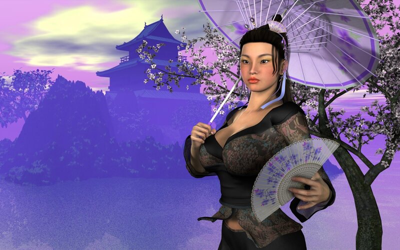 Woman Holding Parasol — Purple