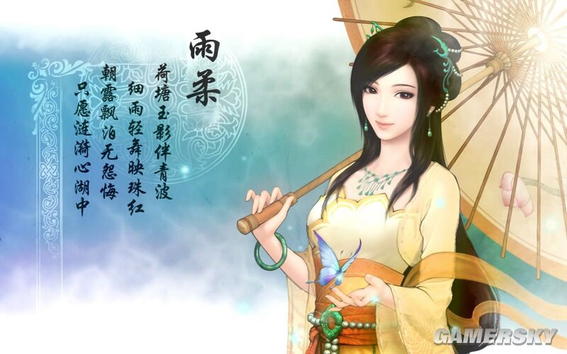 Woman Holding Parasol — Yellow, Serene