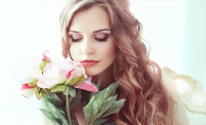 Woman Holding Peonies — Pink, Serene