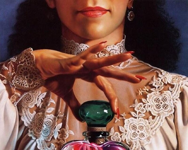 Woman Holding Perfume Bottle — White