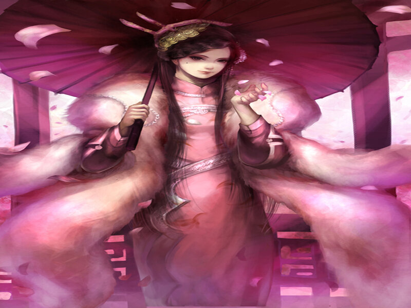 Woman Holding Pink Umbrella — Serene