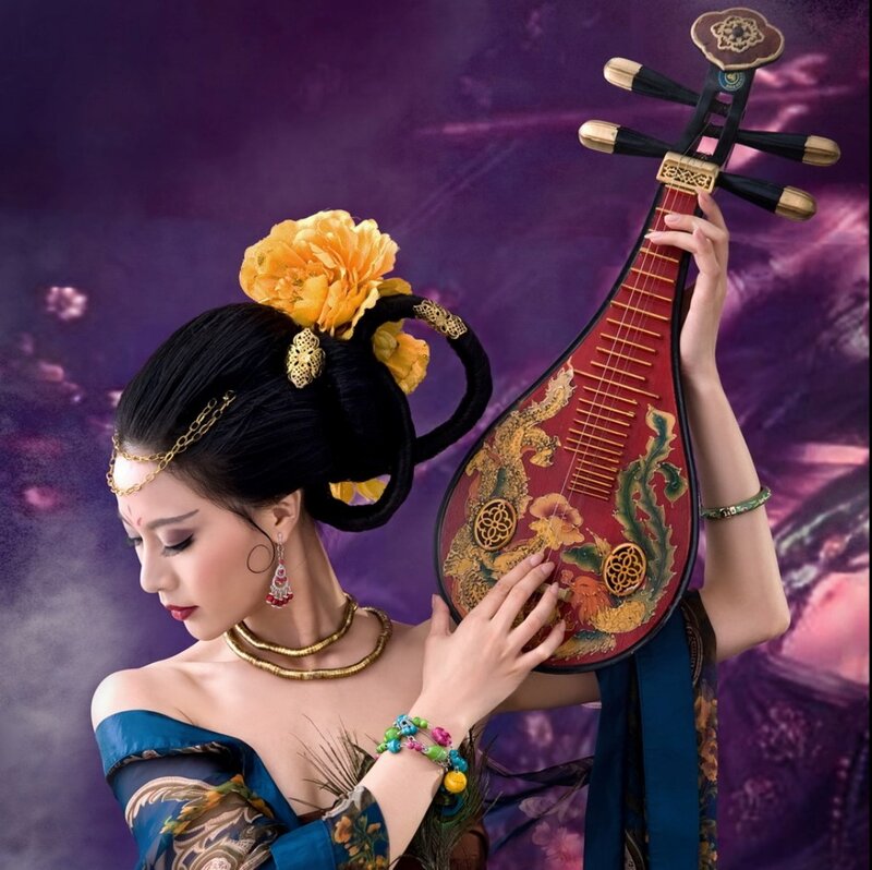 Woman Holding Pipa