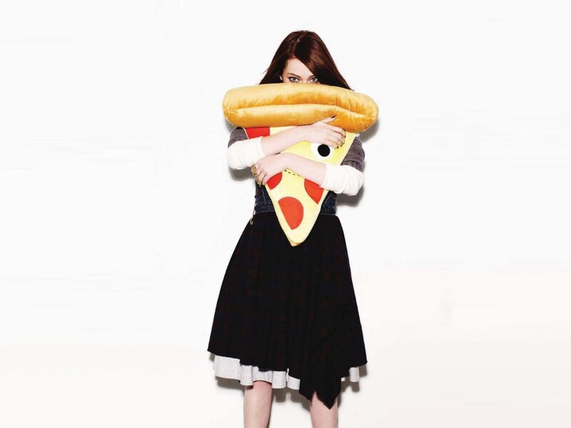 Woman Holding Pizza Pillow
