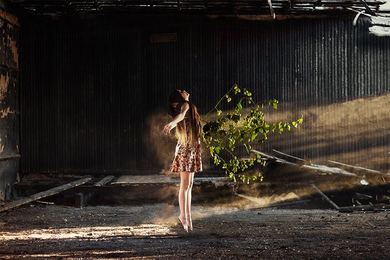 Woman Holding Plant — Black