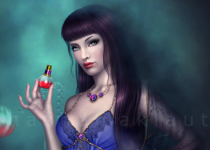 Woman Holding Potion Bottle