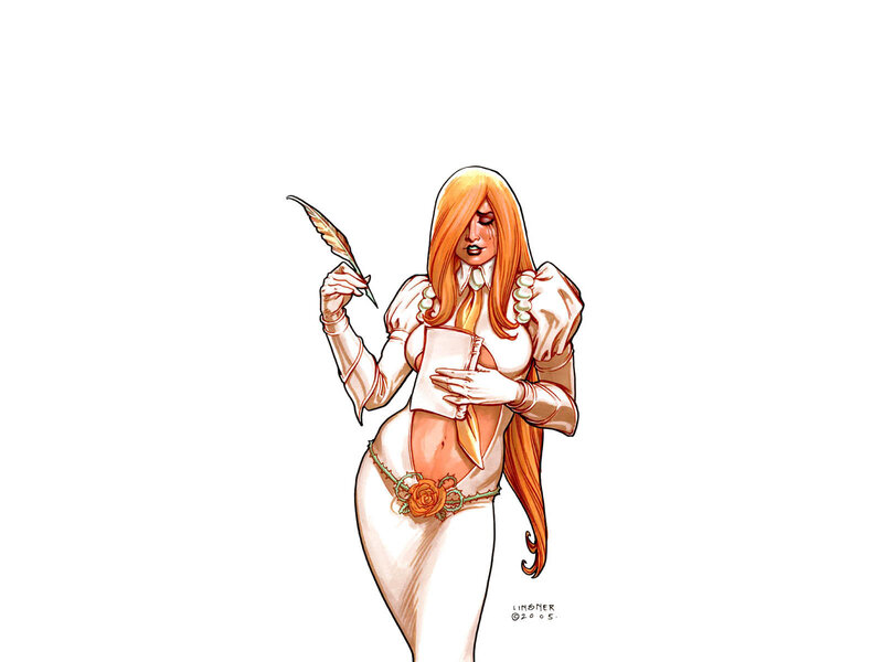 Woman Holding Quill and Paper