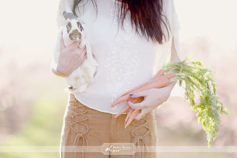 Woman Holding Rabbit — White, Serene