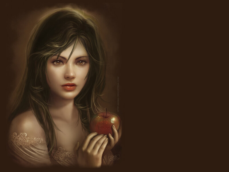 woman holding red apple