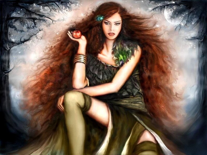 woman holding red apple